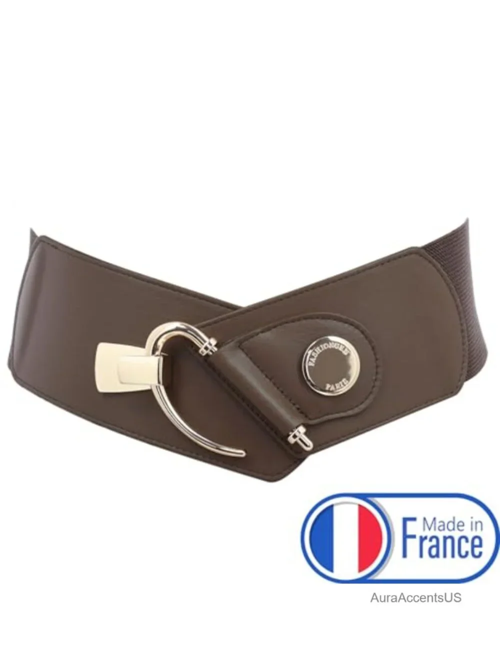 Genuine Italian Leather Wide Belt for Women with Elastic Stretch